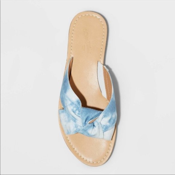 Universal Thread Melody Knotted Slide Sandals Blue 10 - Picture 2 of 6